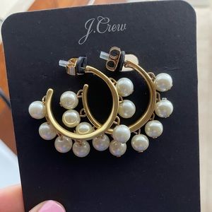 NEW J. Crew pearl hoops